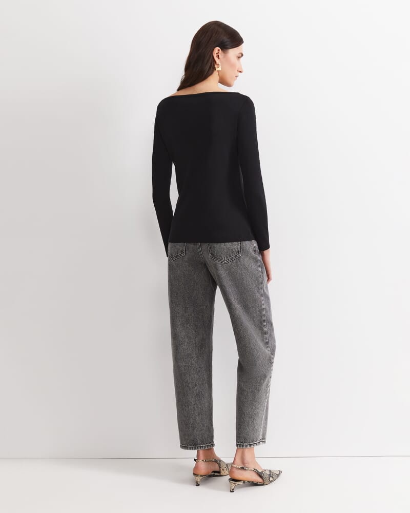 Heidi Long Sleeve Rib Tee in BLACK