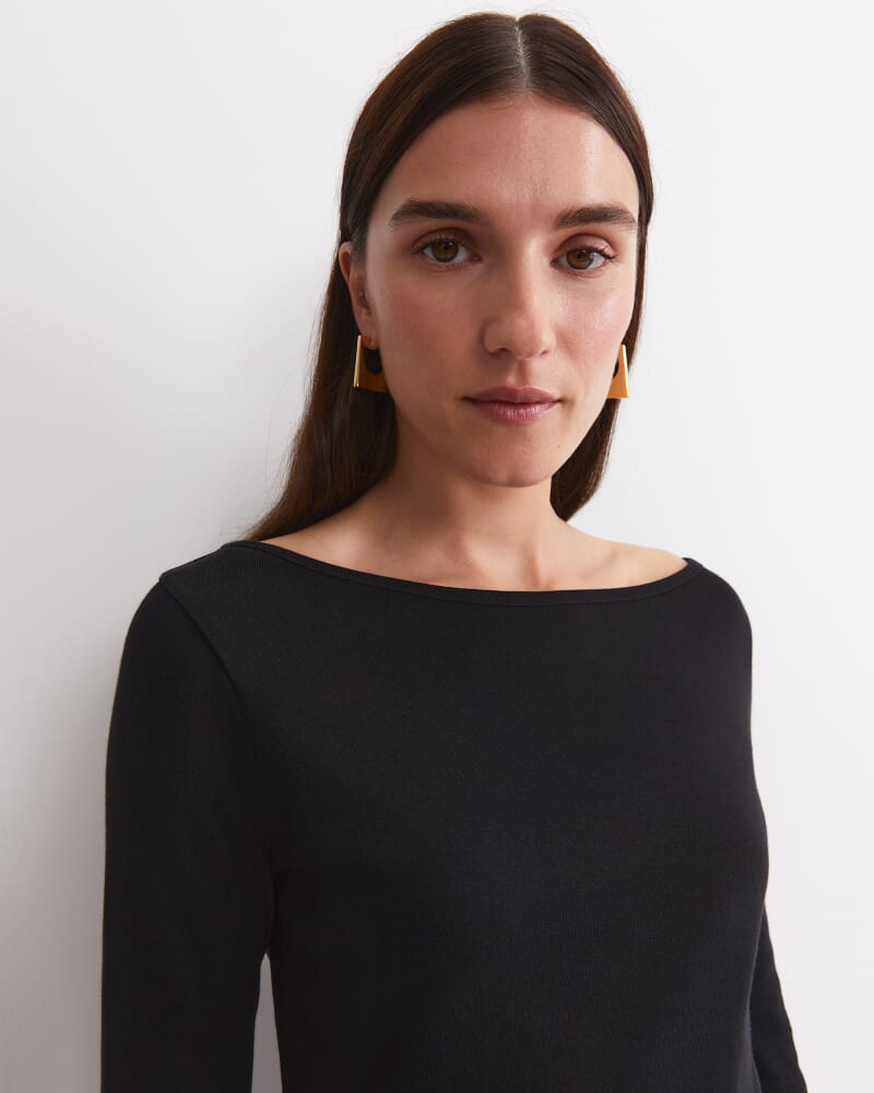 Heidi Long Sleeve Rib Tee in BLACK