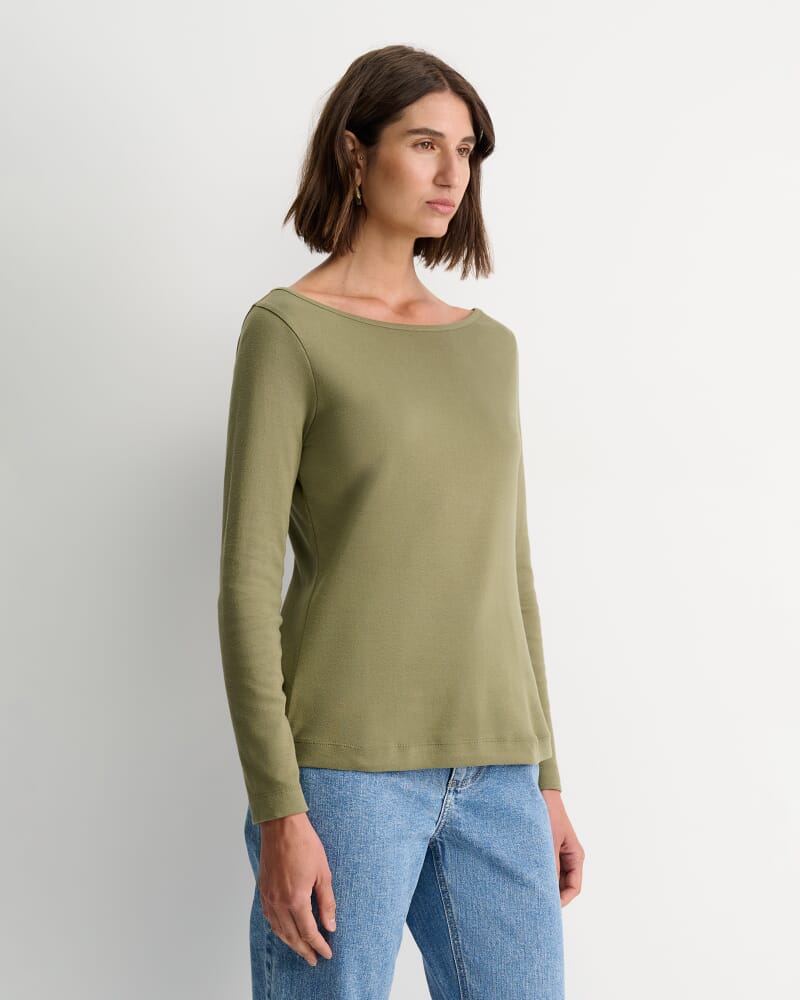 Heidi Long Sleeve Rib Tee in KHAKI