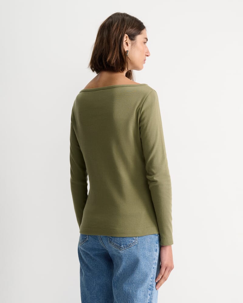 Heidi Long Sleeve Rib Tee in KHAKI
