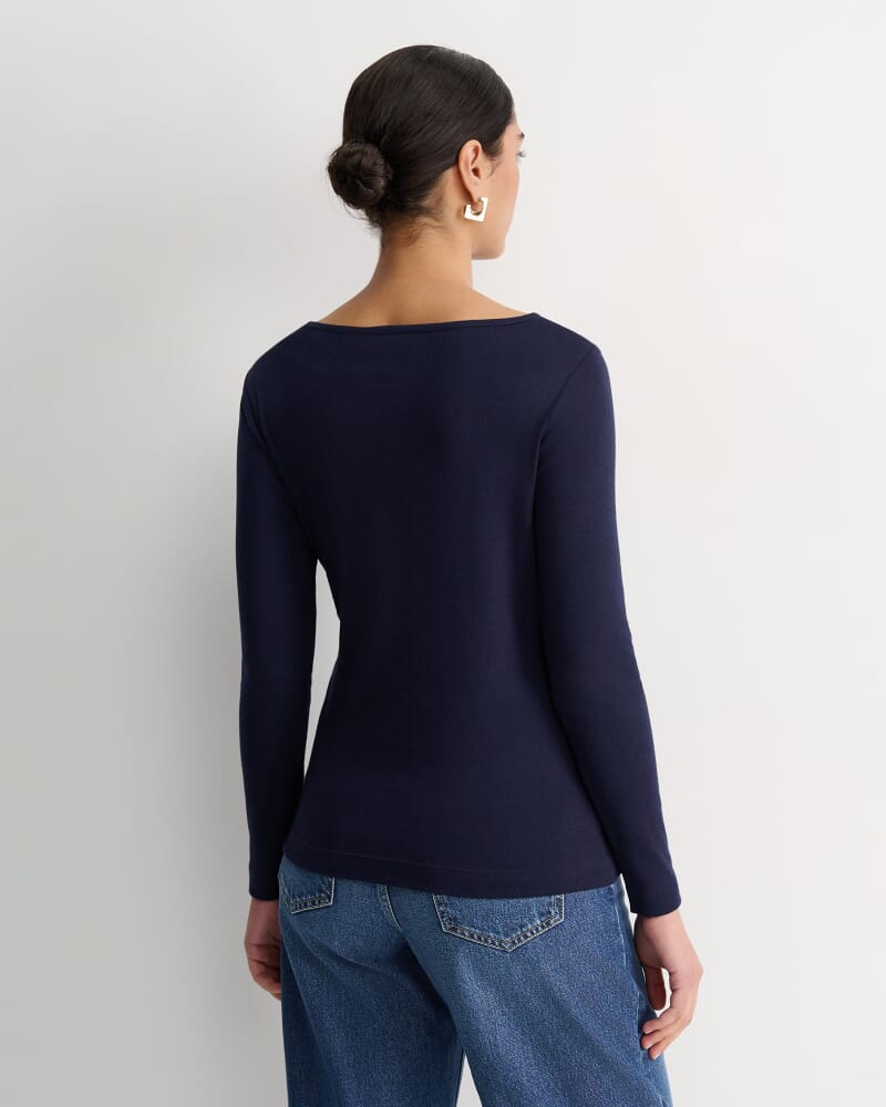Heidi Long Sleeve Rib Tee in NAVY