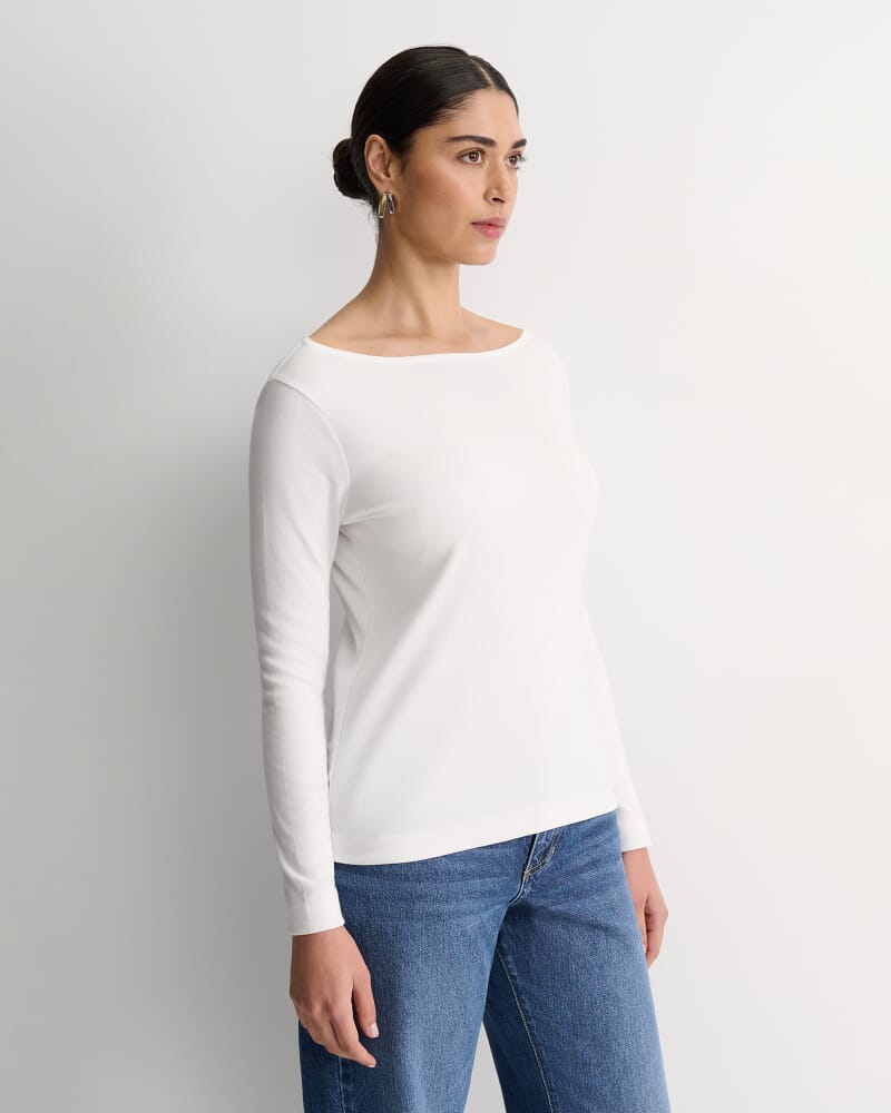 Heidi Long Sleeve Rib Tee in WHITE