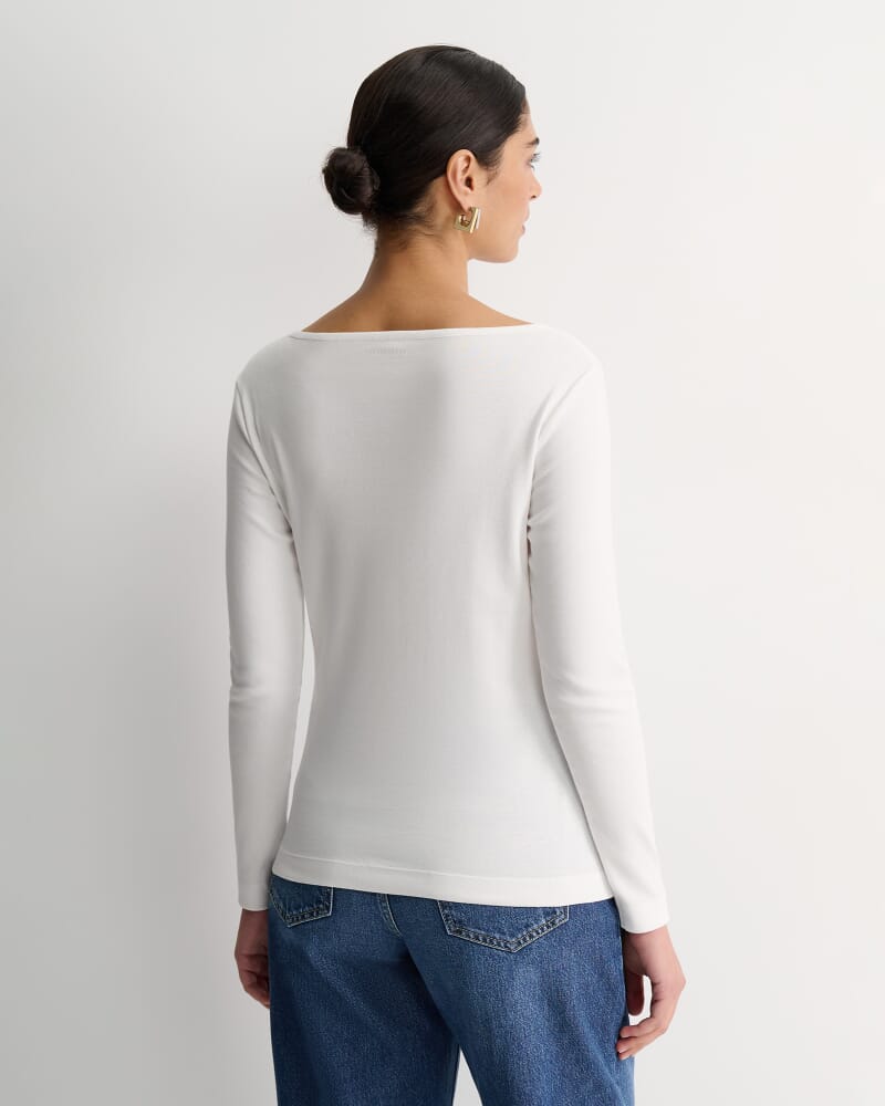 Heidi Long Sleeve Rib Tee in WHITE