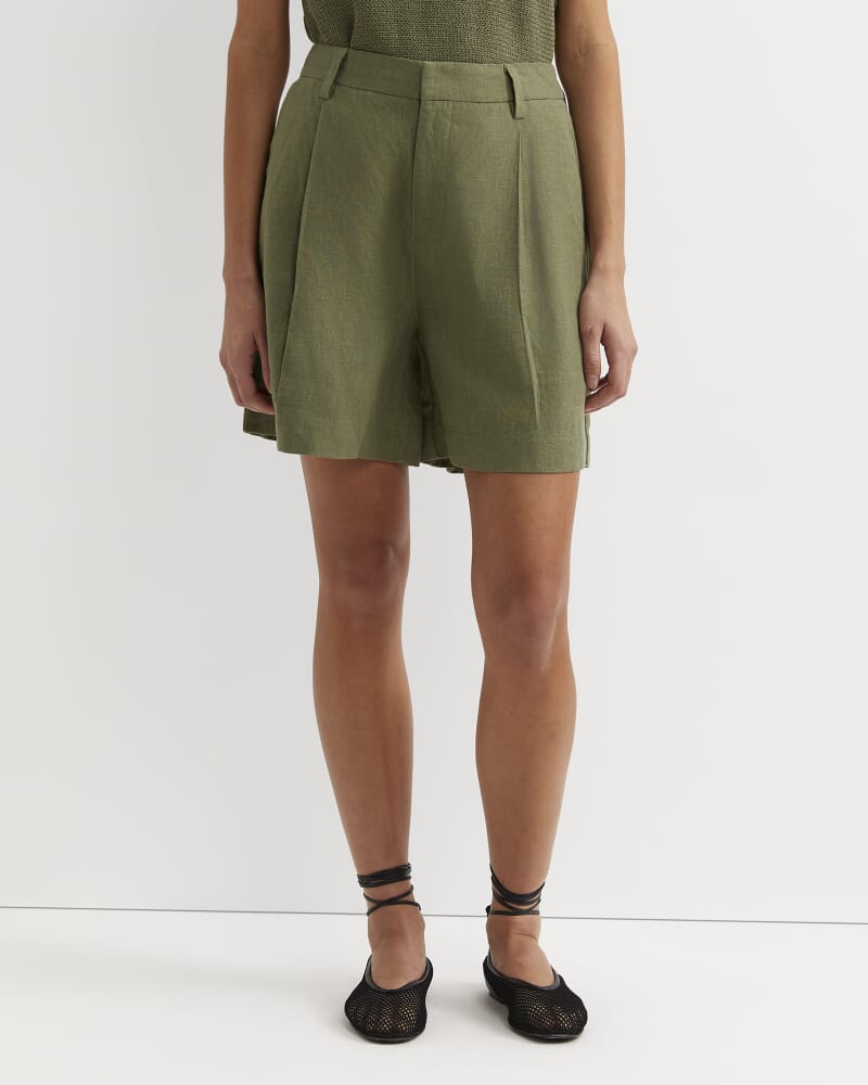 Lilou Linen Short in KHAKI