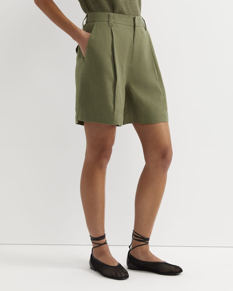 Lilou Linen Short in KHAKI