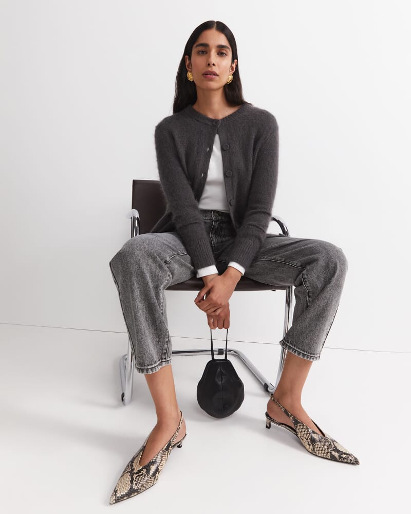 Tatiana Mohair Long Cardigan in DARK CHARCOAL