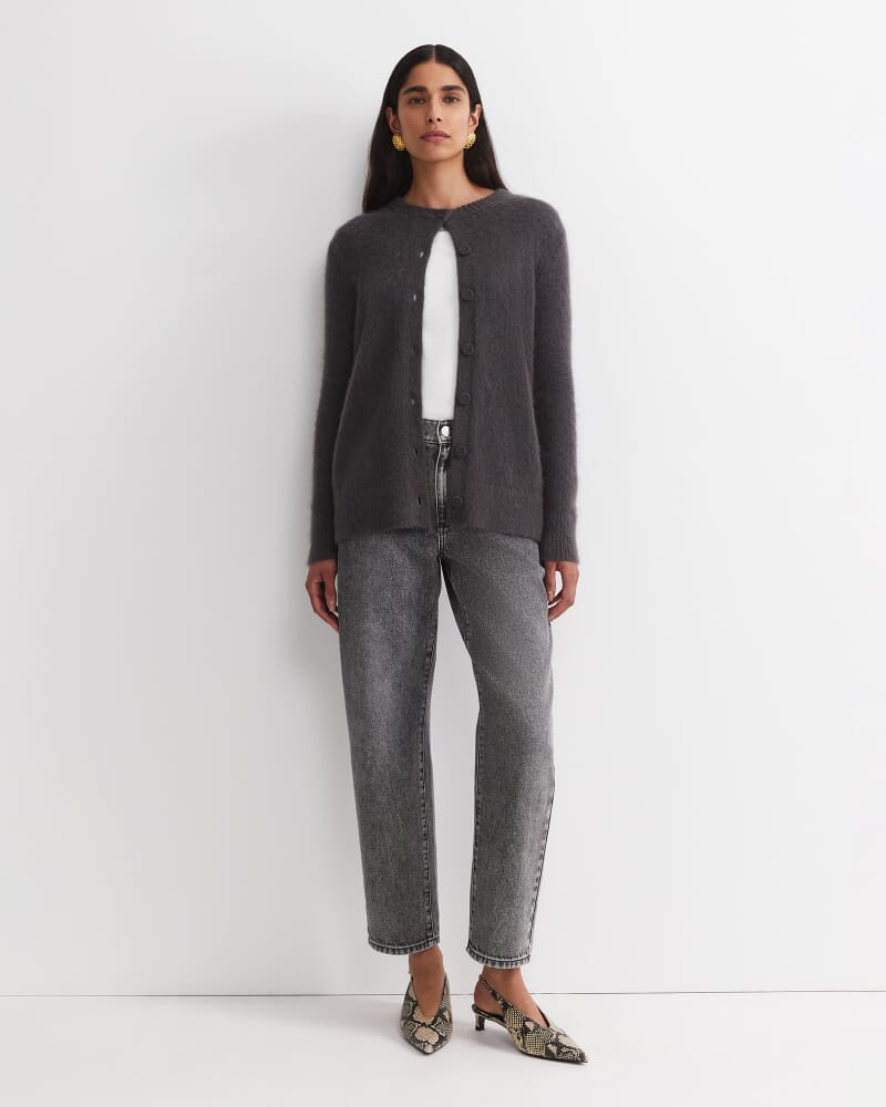 Tatiana Mohair Long Cardigan in DARK CHARCOAL