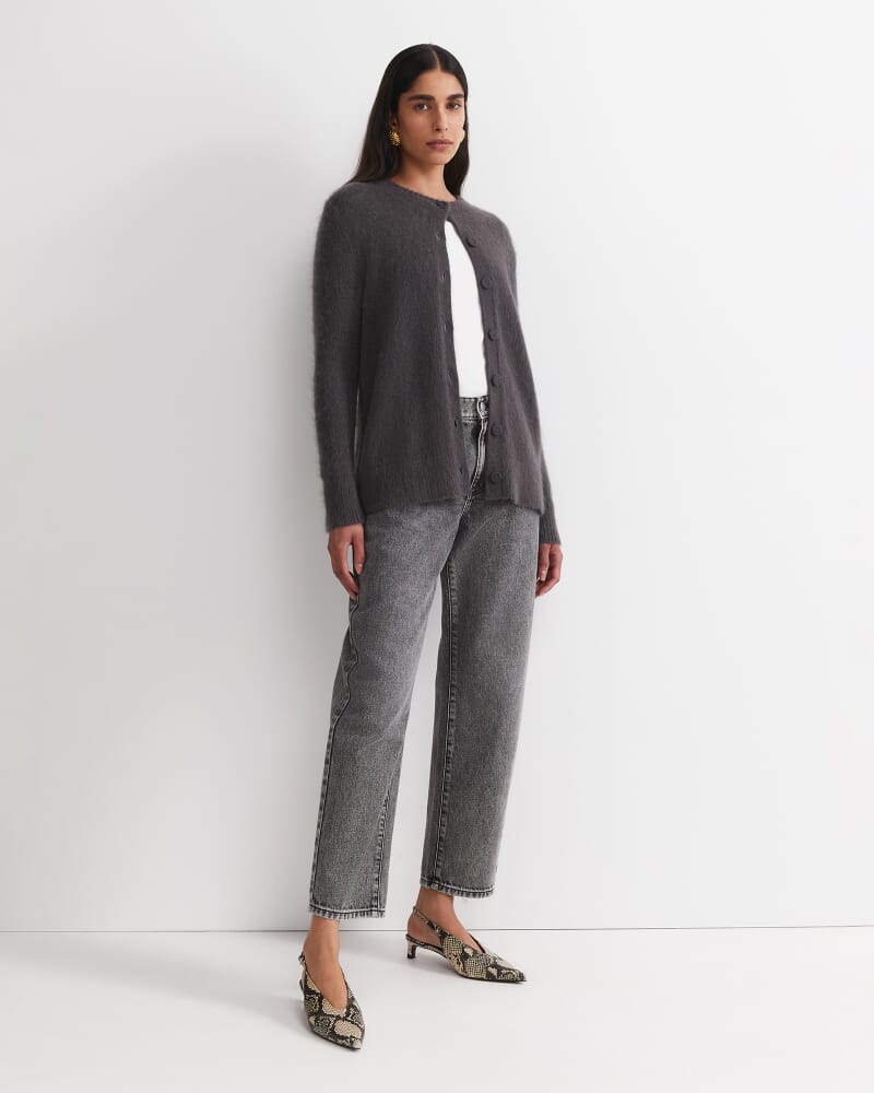 Tatiana Mohair Long Cardigan in DARK CHARCOAL