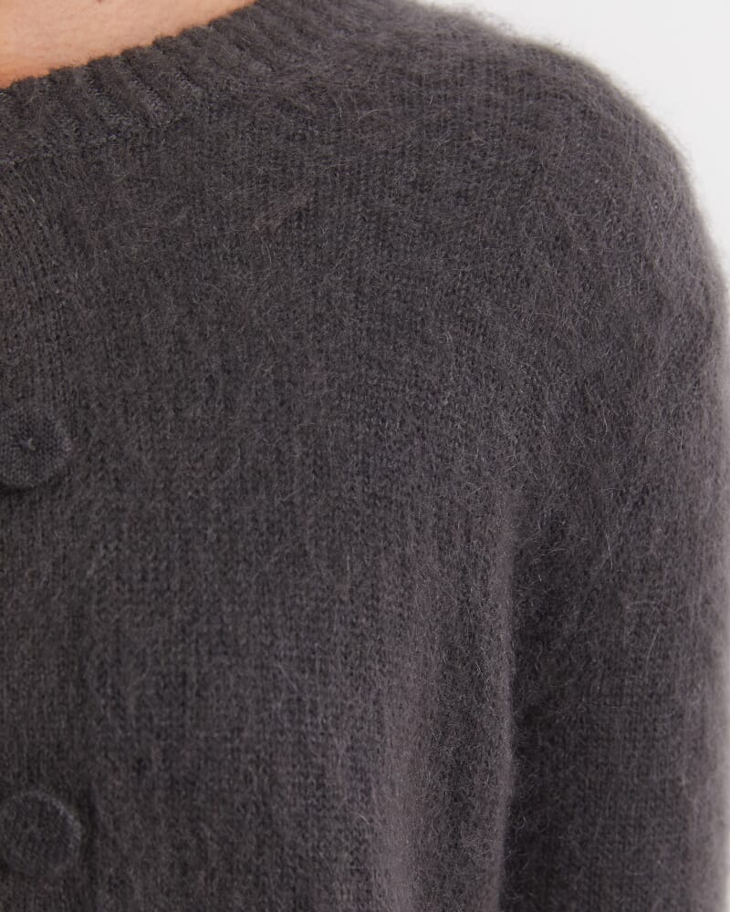 Tatiana Mohair Long Cardigan in DARK CHARCOAL