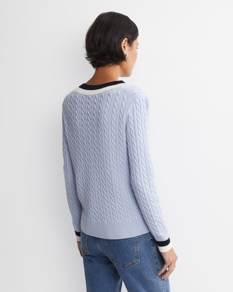 Baby Cable V-Neck Sweater in ICE BLUE