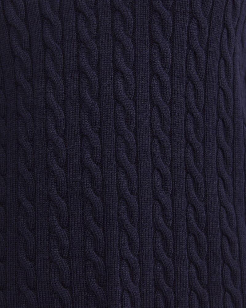 Baby Cable V-Neck Sweater in NAVY/WHITE