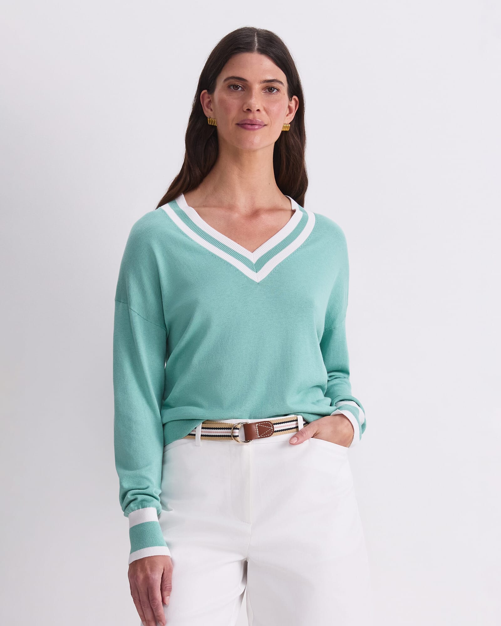Alphine Silk Blend V-Neck Sweater