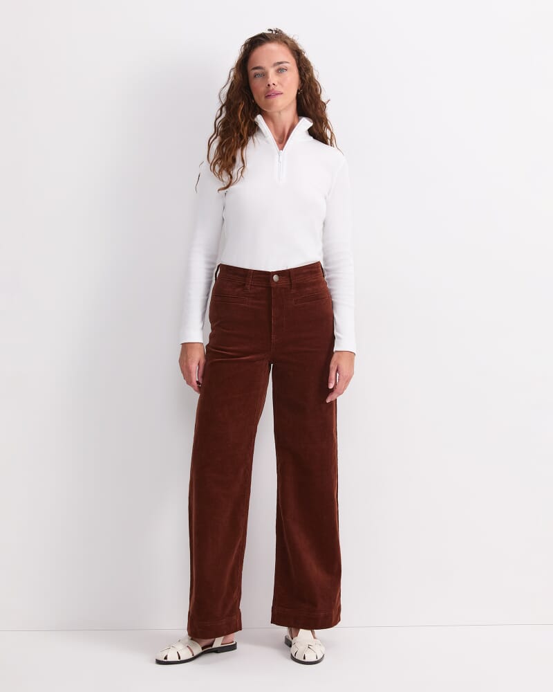 Cleo Cord Wide Leg Jean in CIGAR