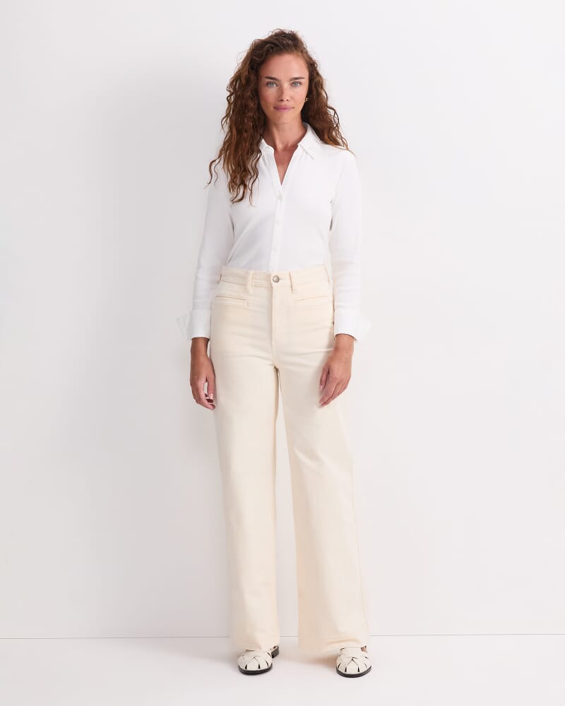 Cleo Cord Wide Leg Jean in IVORY