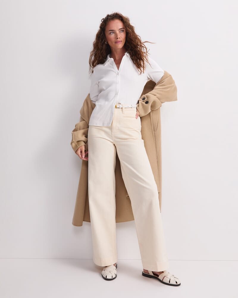 Cleo Cord Wide Leg Jean in IVORY