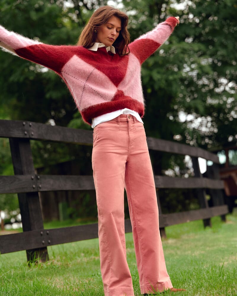 Cleo Cord Wide Leg Jean in PINK SALT