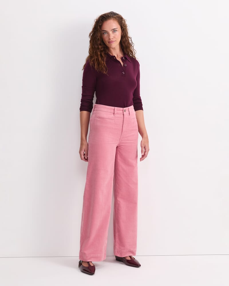 Cleo Cord Wide Leg Jean in PINK SALT