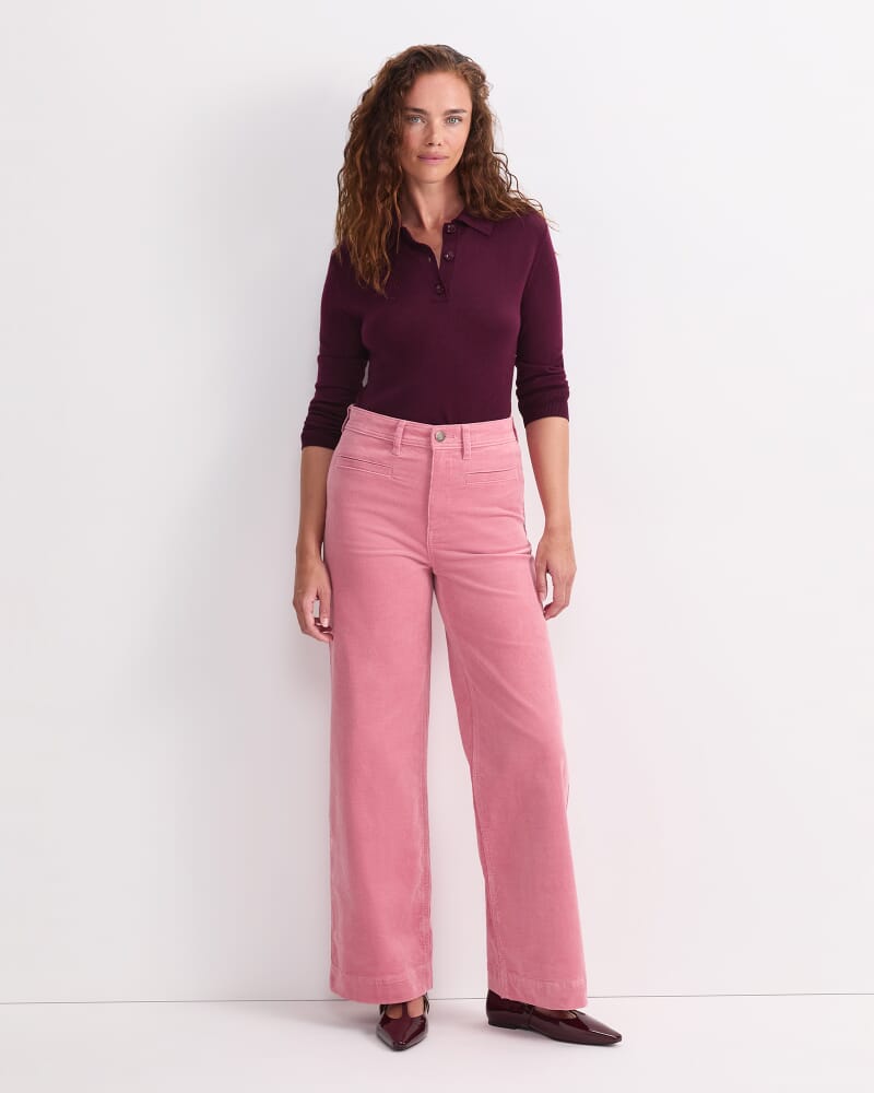 Cleo Cord Wide Leg Jean in PINK SALT