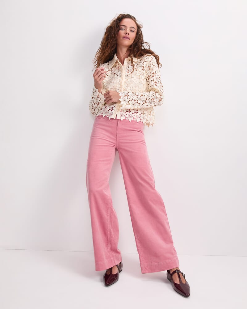 Cleo Cord Wide Leg Jean in PINK SALT