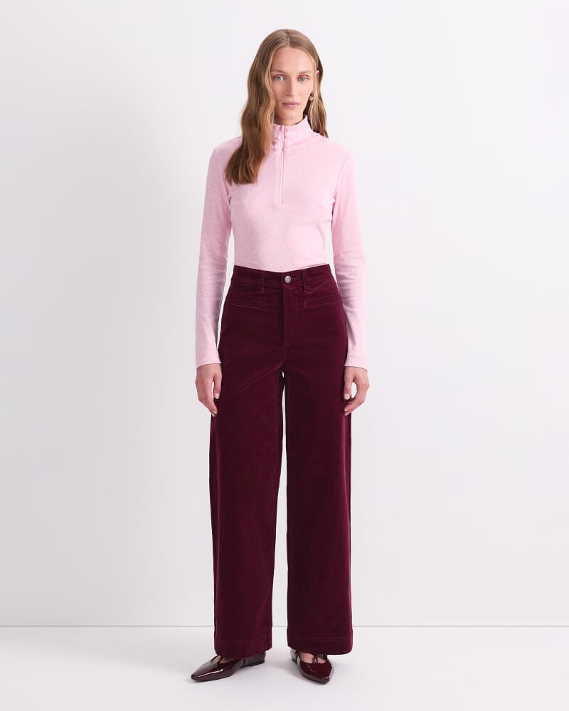 Cleo Cord Wide Leg Jean in WINE