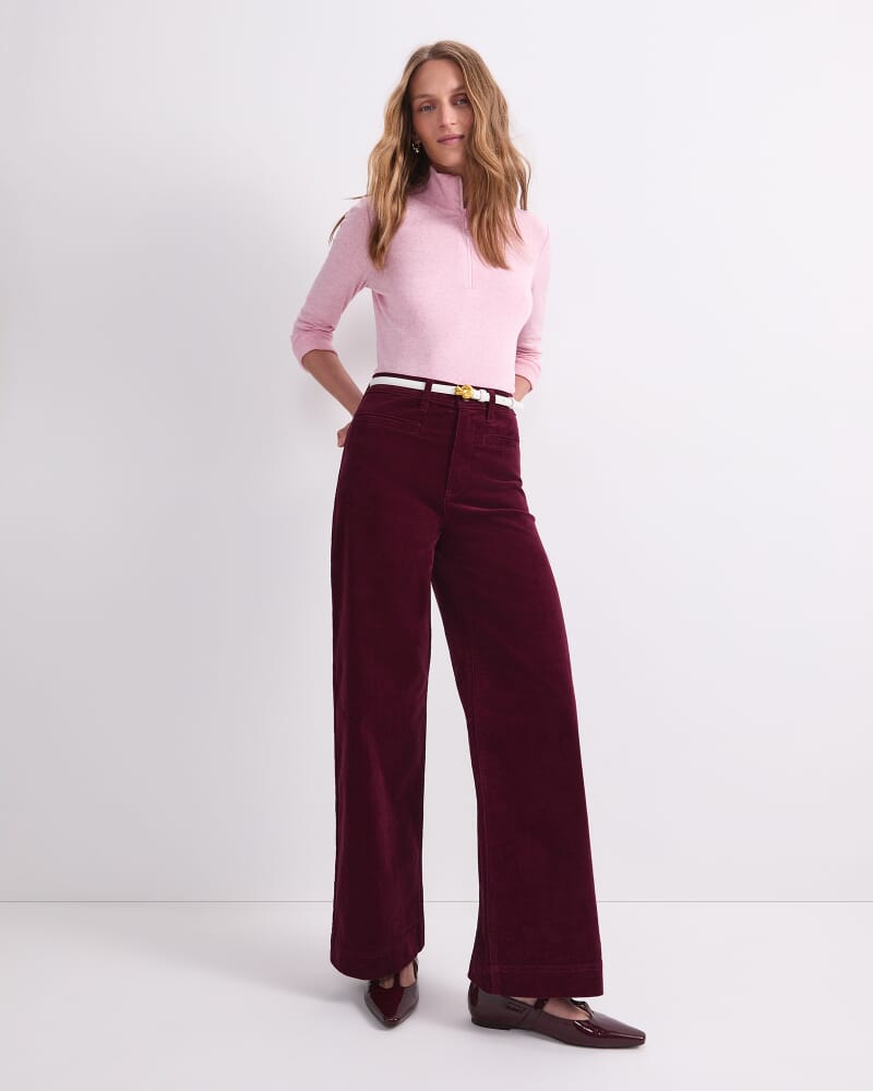 Cleo Cord Wide Leg Jean in WINE
