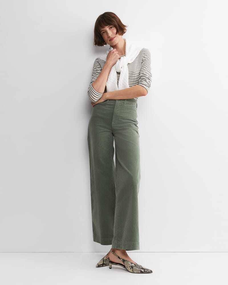 Cleo Cord Wide Leg Jean in SAGE