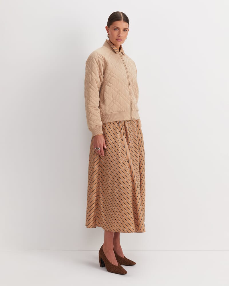 Vera Quilted Bomber in TAN
