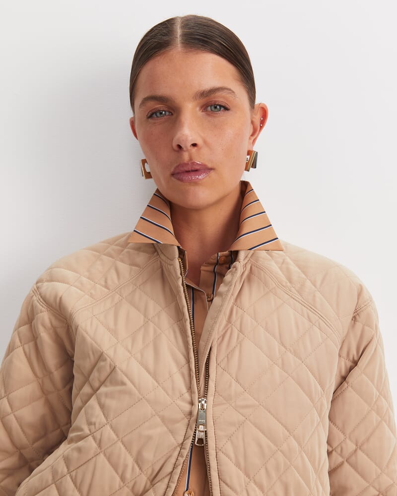 Vera Quilted Bomber in TAN