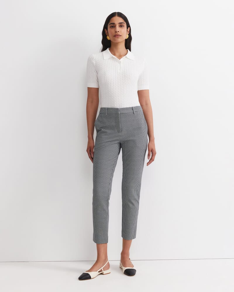Evie Houndstooth Ponte Pant in BLACK/WHITE