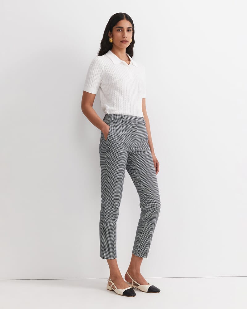 Evie Houndstooth Ponte Pant in BLACK/WHITE