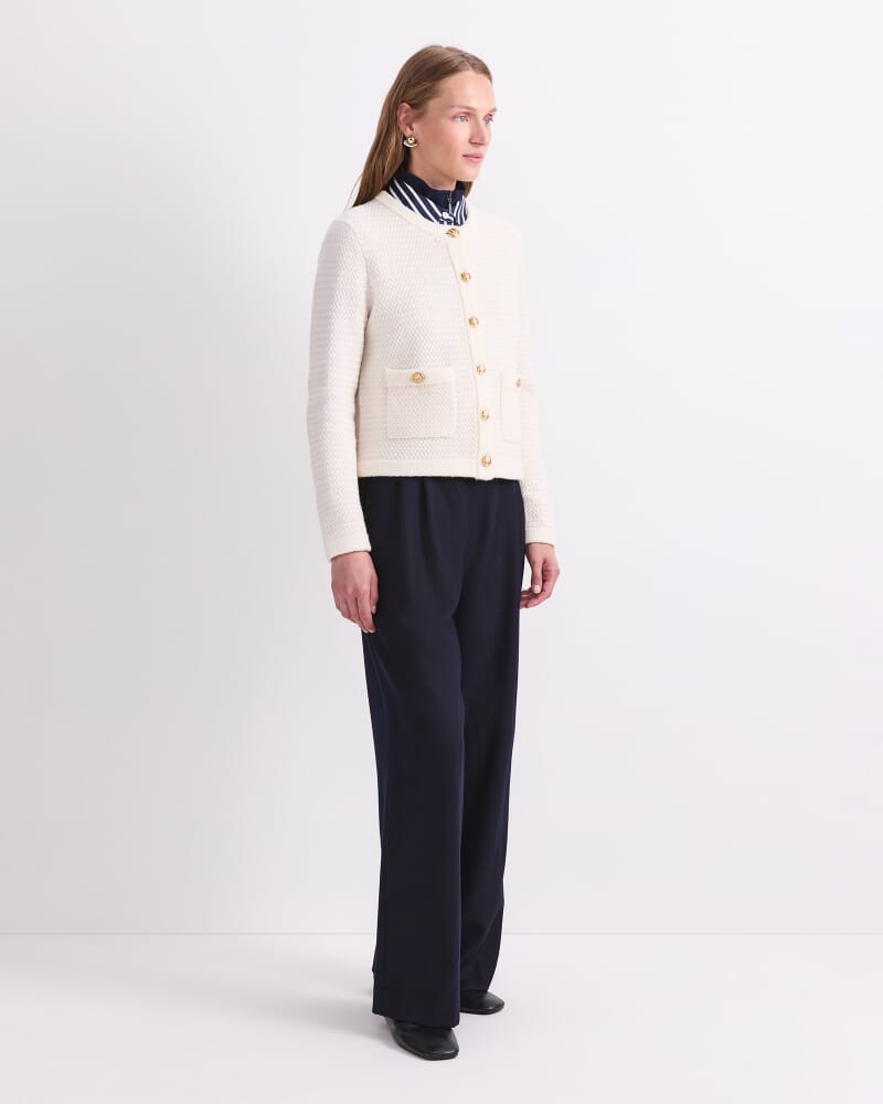 Joyce Merino Wool Cardigan in WINTER WHITE