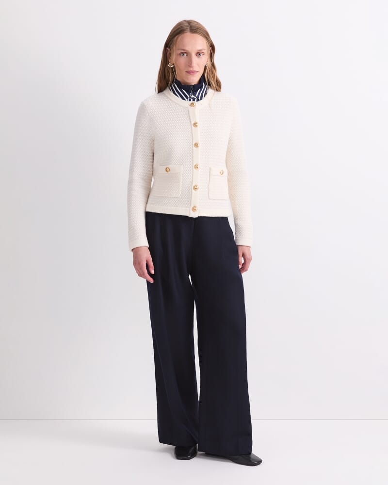 Joyce Merino Wool Cardigan in WINTER WHITE