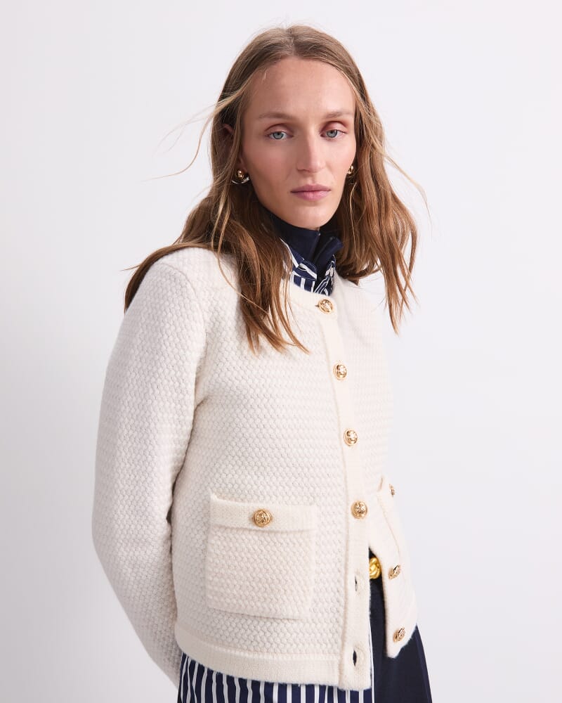 Joyce Merino Wool Cardigan in WINTER WHITE