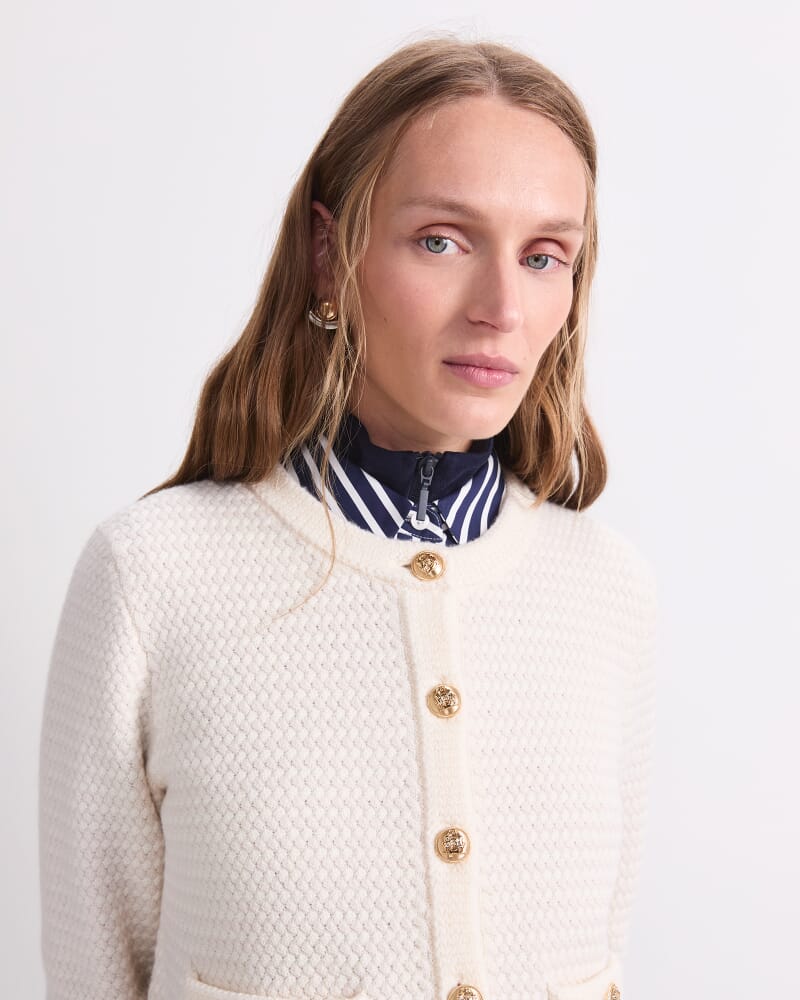 Joyce Merino Wool Cardigan in WINTER WHITE