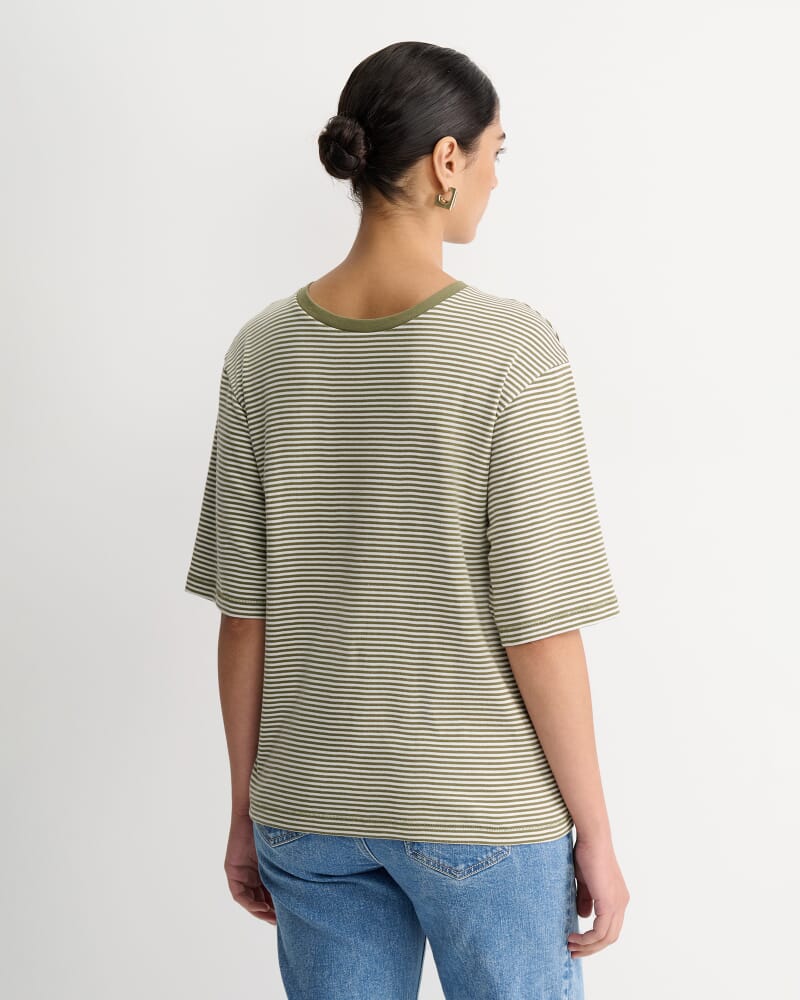 Heidi Oversized T-Shirt in KHAKI/WHITE