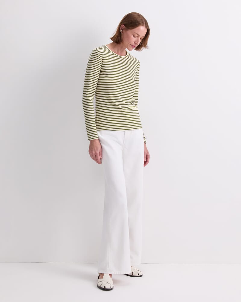 Stripe Lurex Long Sleeve Magic Tee in GREEN MULTI