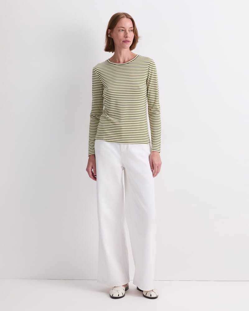 Stripe Lurex Long Sleeve Magic Tee in GREEN MULTI