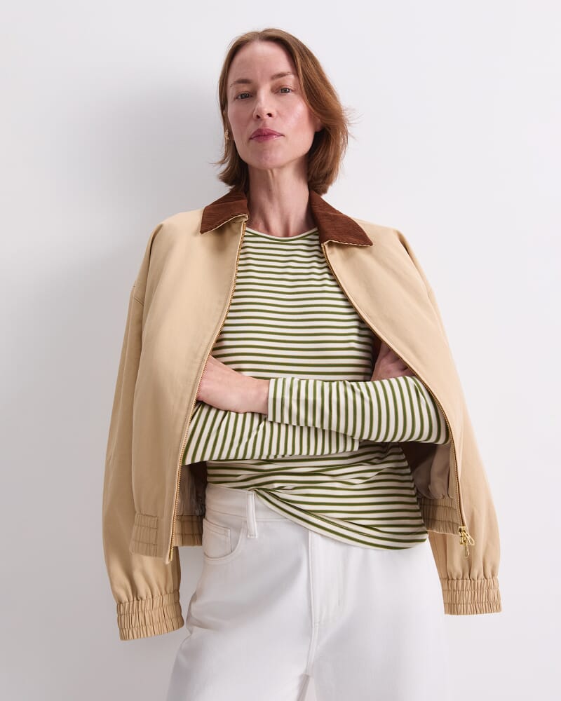 Stripe Lurex Long Sleeve Magic Tee in GREEN MULTI