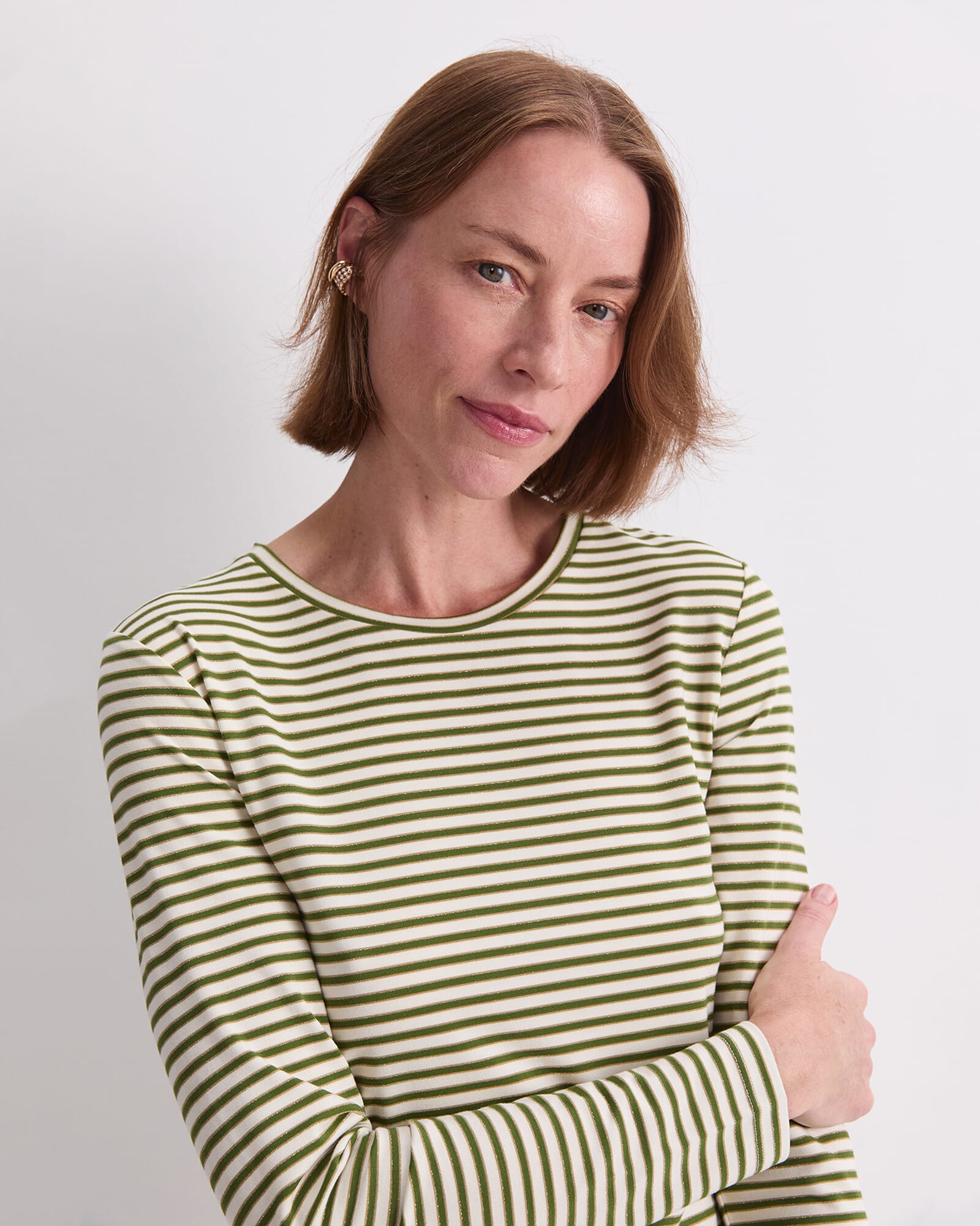 Stripe Lurex Long Sleeve Magic Tee