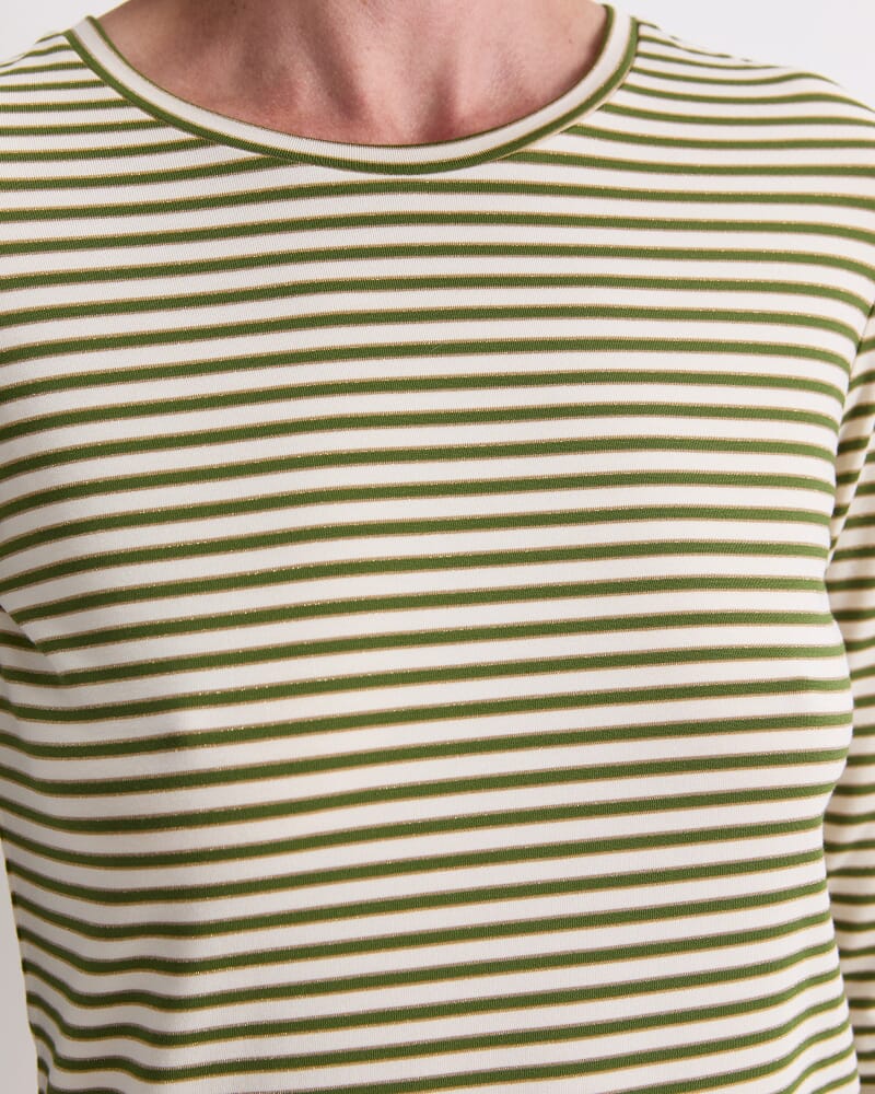 Stripe Lurex Long Sleeve Magic Tee in GREEN MULTI