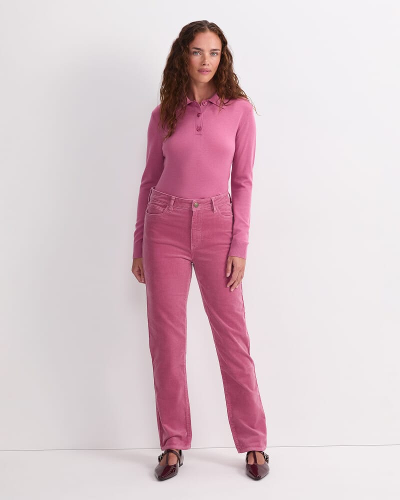 Cleo Straight Cord Jean in PINK