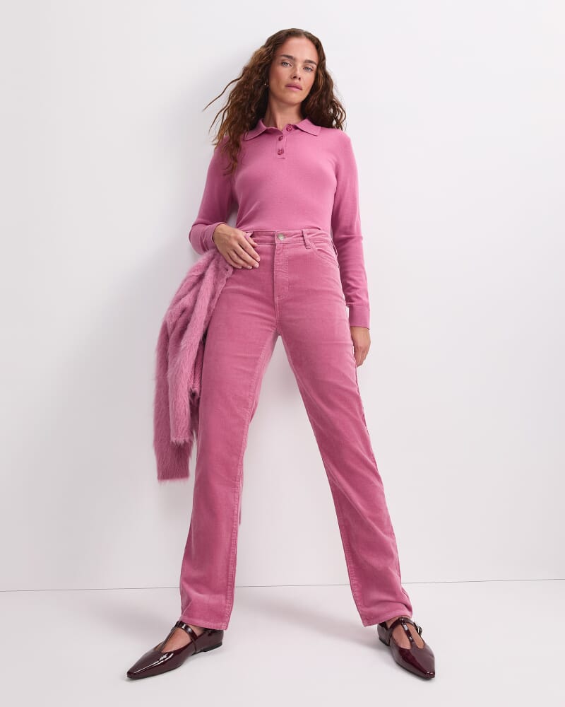Cleo Straight Cord Jean in PINK