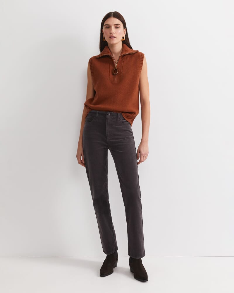 Cleo Straight Cord Jean in CHARCOAL