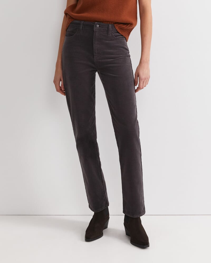 Cleo Straight Cord Jean in CHARCOAL