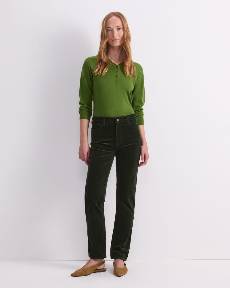 Cleo Straight Cord Jean in FOREST