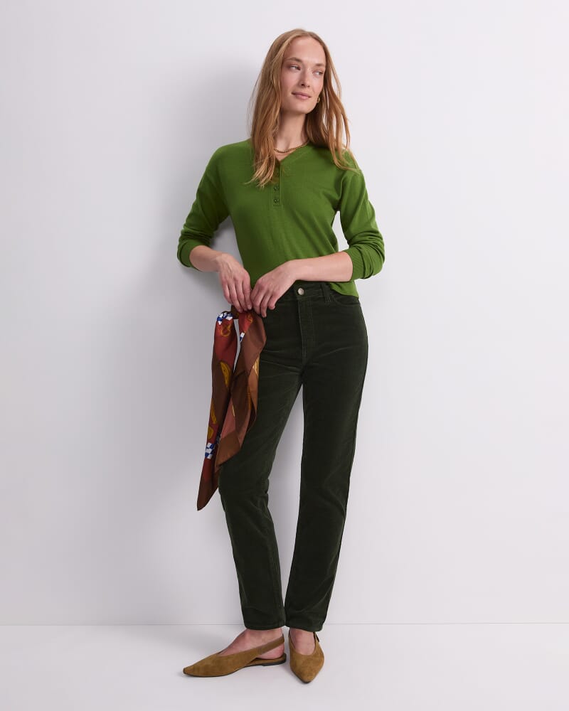 Cleo Straight Cord Jean in FOREST
