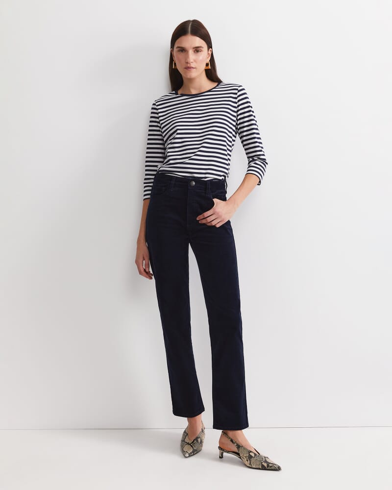 Cleo Straight Cord Jean in NAVY