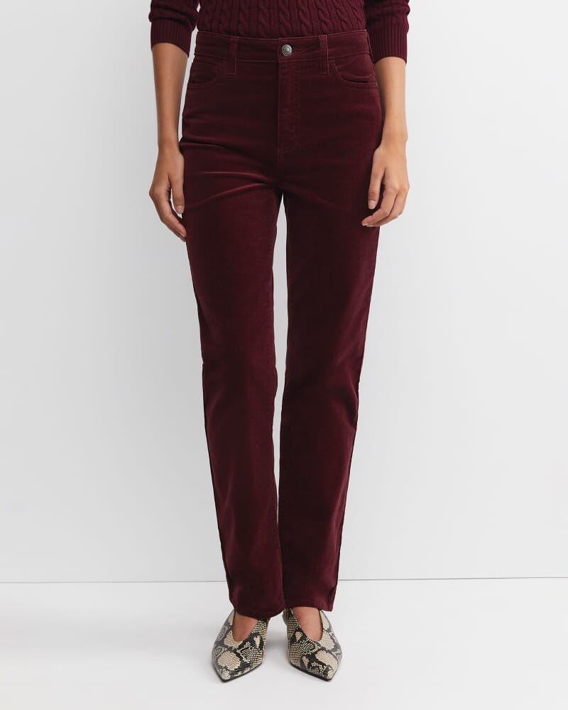 Cleo Straight Cord Jean in WINE