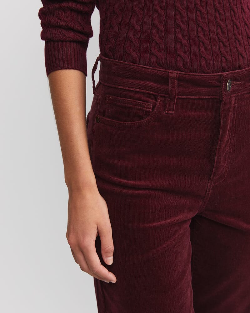 Cleo Straight Cord Jean in WINE