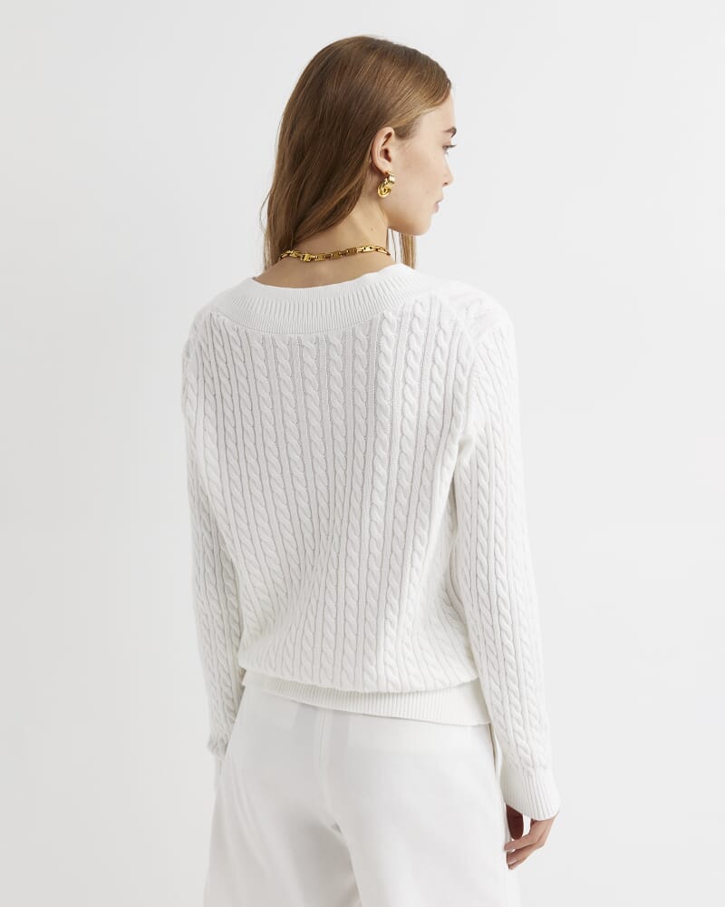 Elka Varsity Cable Sweater in WINTER WHITE